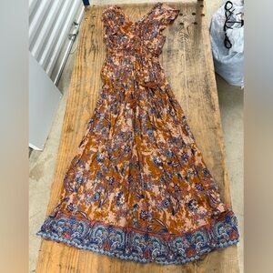 Nostalgia Floral Orange and Blue Dress